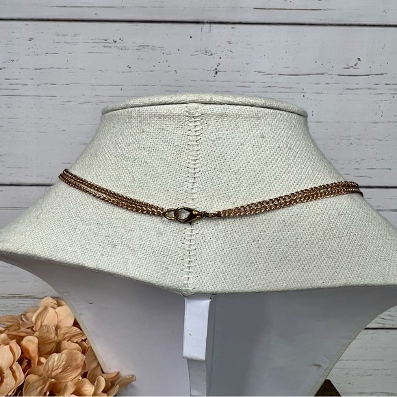 Gold Tone Geometric Two Strand Statement Necklace - Picture 6 of 6